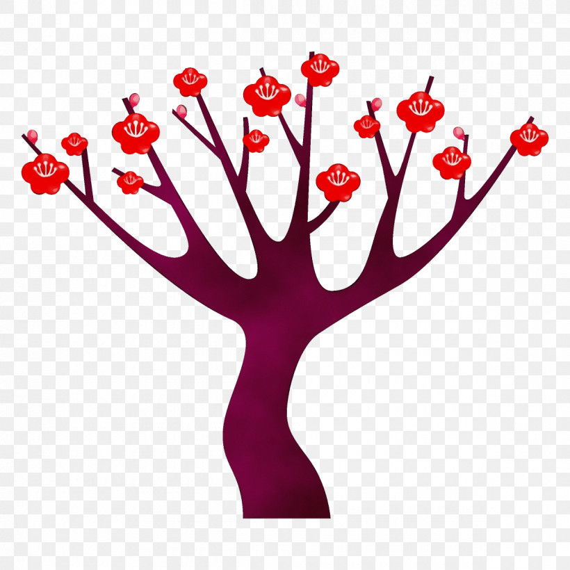 Red Branch Plant Flower Tree, PNG, 1200x1200px, Plum Tree, Blossom, Branch, Cut Flowers, Flower Download Free