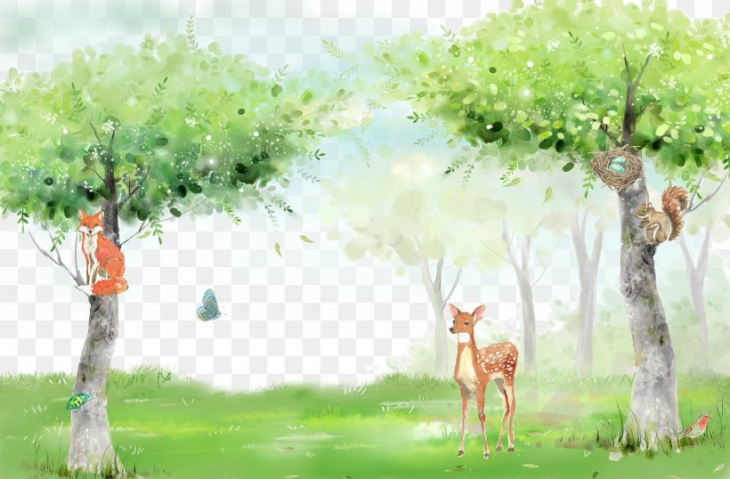 Fresh Forest Animal Background, PNG, 4500x2953px, Animal, Branch, Concepteur, Drawing, Ecosystem Download Free