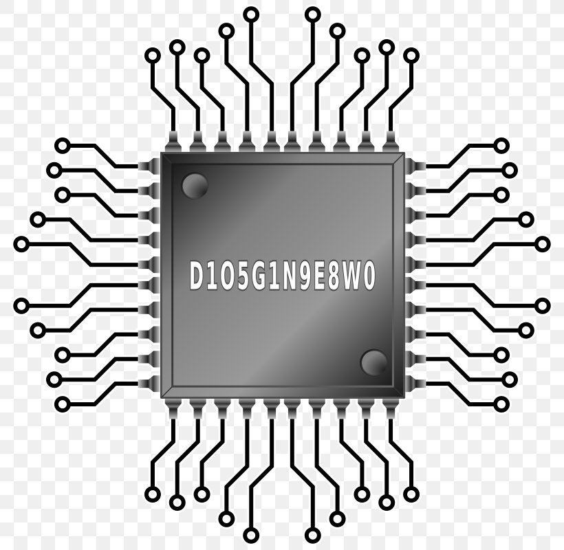 Integrated Circuits & Chips Central Processing Unit Computer Clip Art, PNG, 800x800px, Integrated Circuits Chips, Area, Auto Part, Black And White, Brand Download Free
