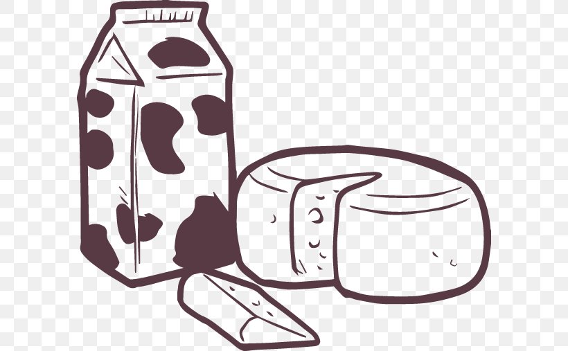 Milk Dairy Products Clip Art, PNG, 598x507px, Milk, Area, Artwork, Black And White, Butter Download Free