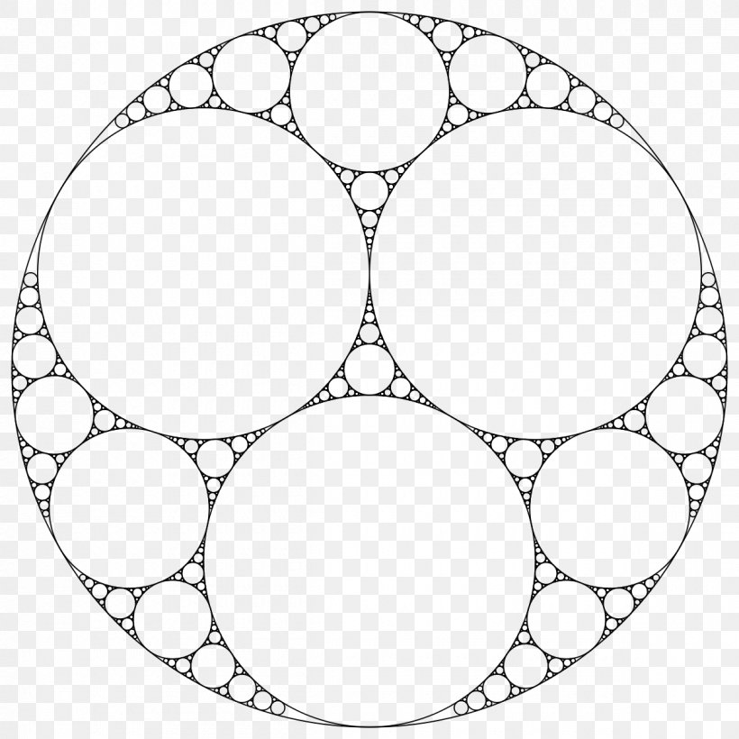 Apollonian Gasket Fractal Tangent Circles Problem Of Apollonius, PNG, 1200x1200px, Apollonian Gasket, Apollonian Circles, Area, Auto Part, Black And White Download Free
