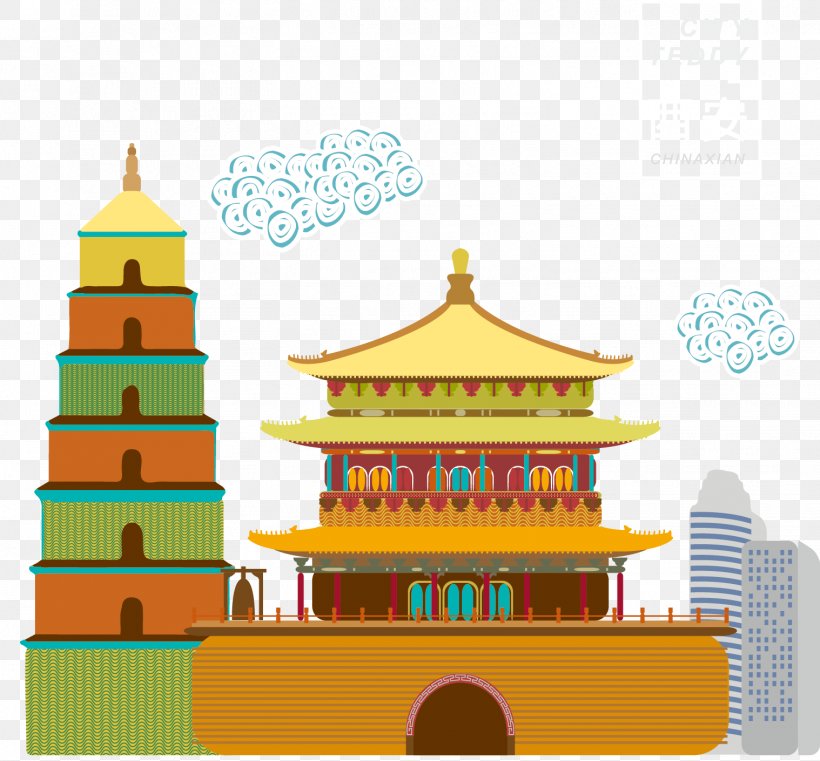 Bell Tower Of Xi'an Image Tourist Attraction Tourism Landmark, PNG, 1518x1410px, Bell Tower Of Xian, Architecture, Art, Building, Cartoon Download Free