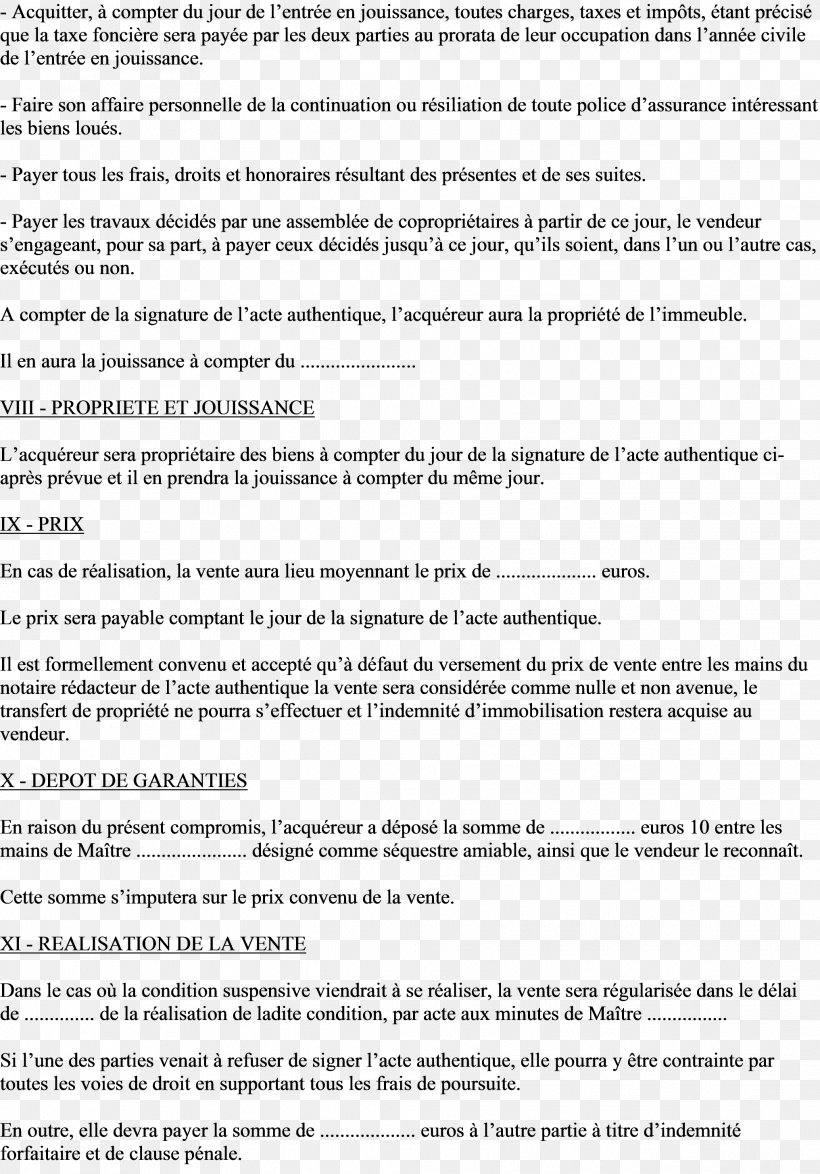 Document Compromis De Vente Notary Real Property Real Estate, PNG, 2033x2913px, Document, Act, Area, Beding, Black And White Download Free
