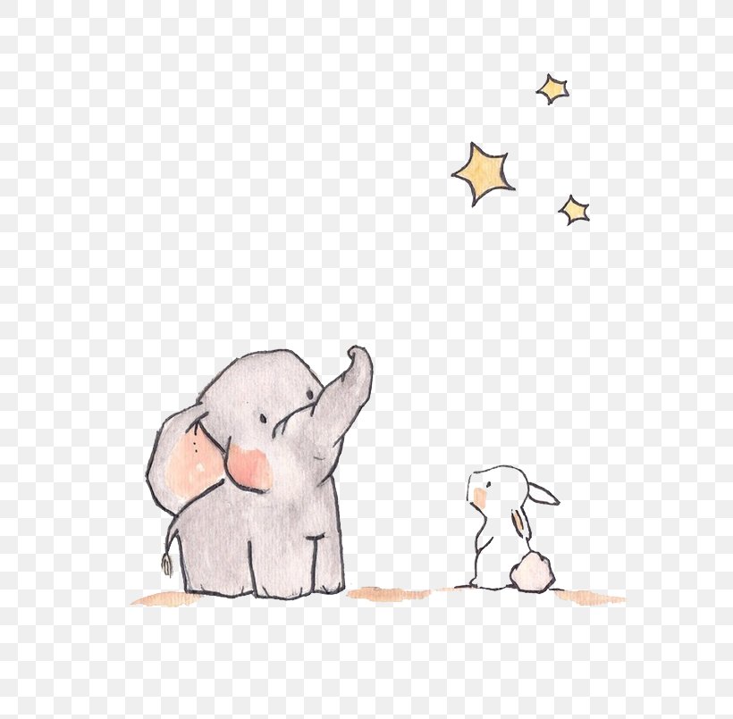 Elephant Star Rabbit Illustration, PNG, 700x805px, Watercolor, Cartoon, Flower, Frame, Heart Download Free