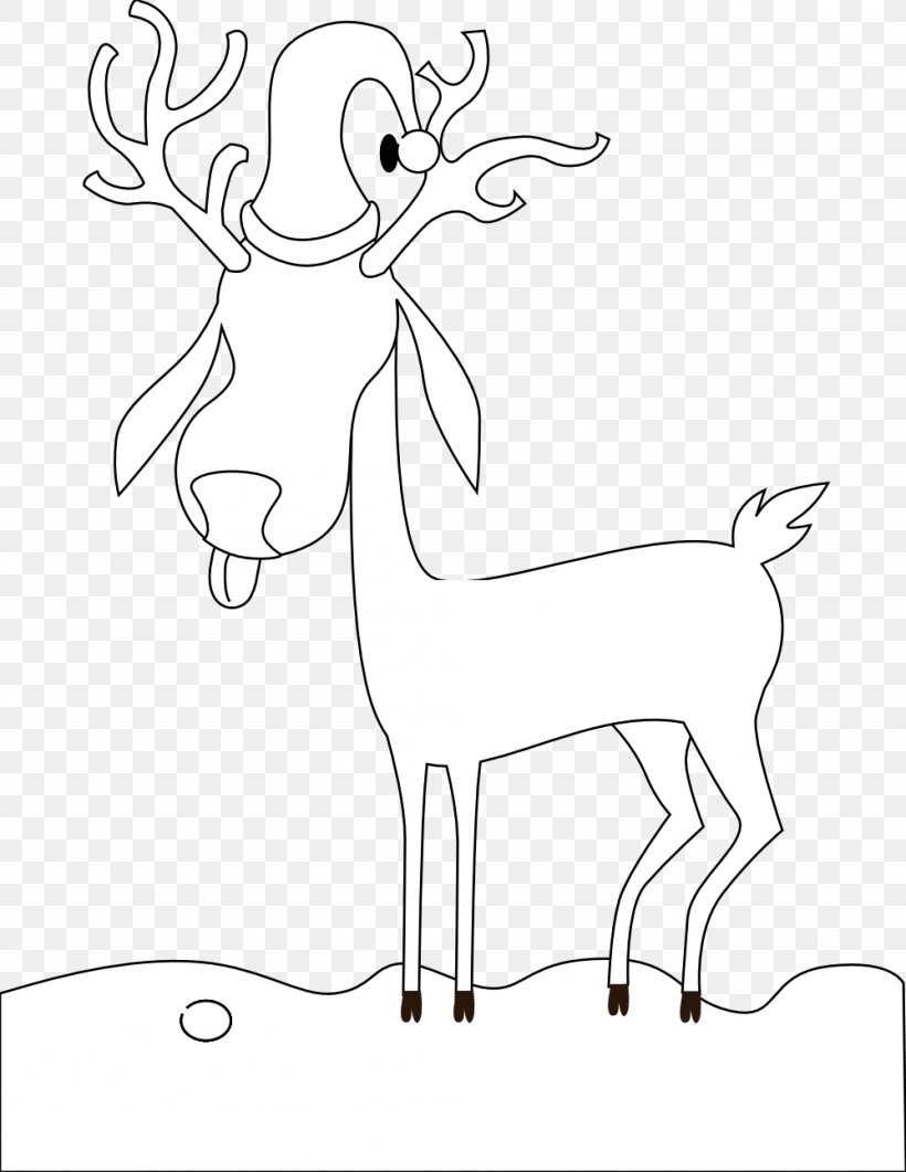 Reindeer Line Art Drawing Black And White Clip Art, PNG, 999x1293px, Reindeer, Antler, Area, Black And White, Cartoon Download Free