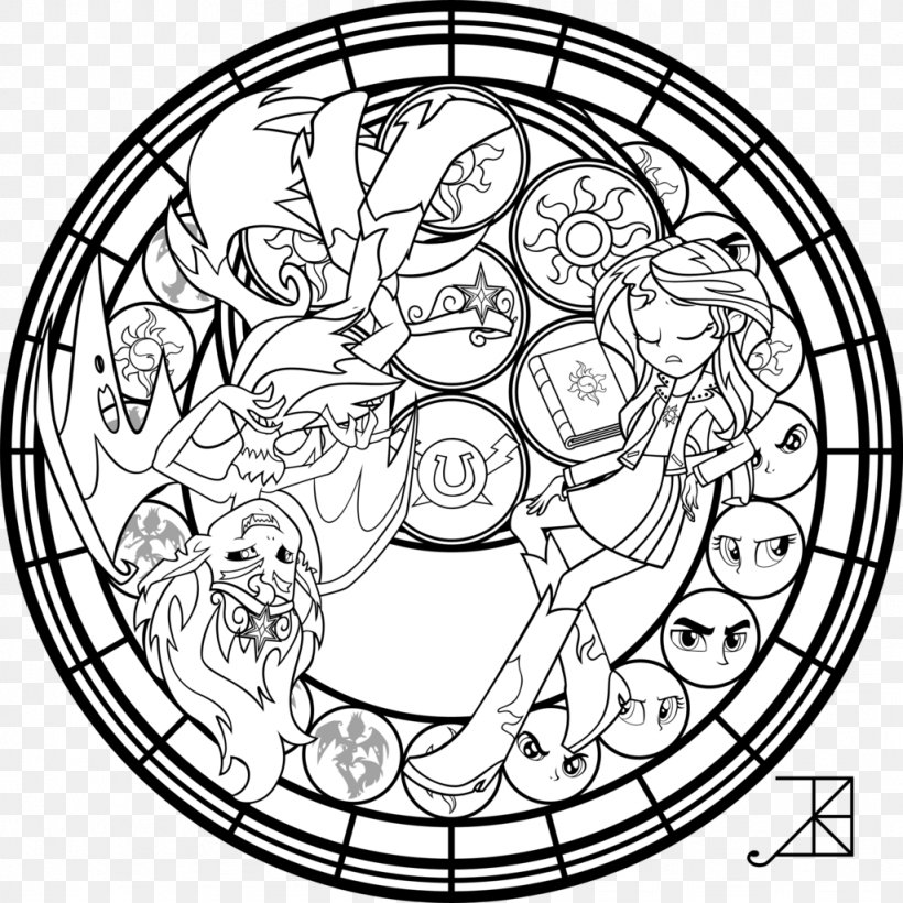 Sunset Shimmer Coloring Book Stained Glass My Little Pony: Equestria Girls, PNG, 1024x1024px, Sunset Shimmer, Artwork, Black And White, Color, Coloring Book Download Free