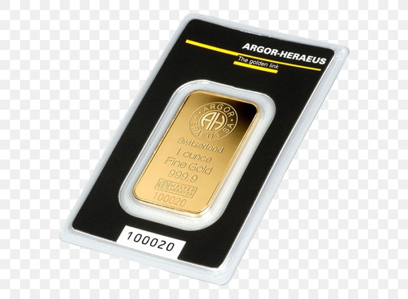 Gold Bar Argor-Heraeus SA Ingot, PNG, 600x600px, Gold, Argorheraeus Sa, Coin, Fineness, Gold As An Investment Download Free