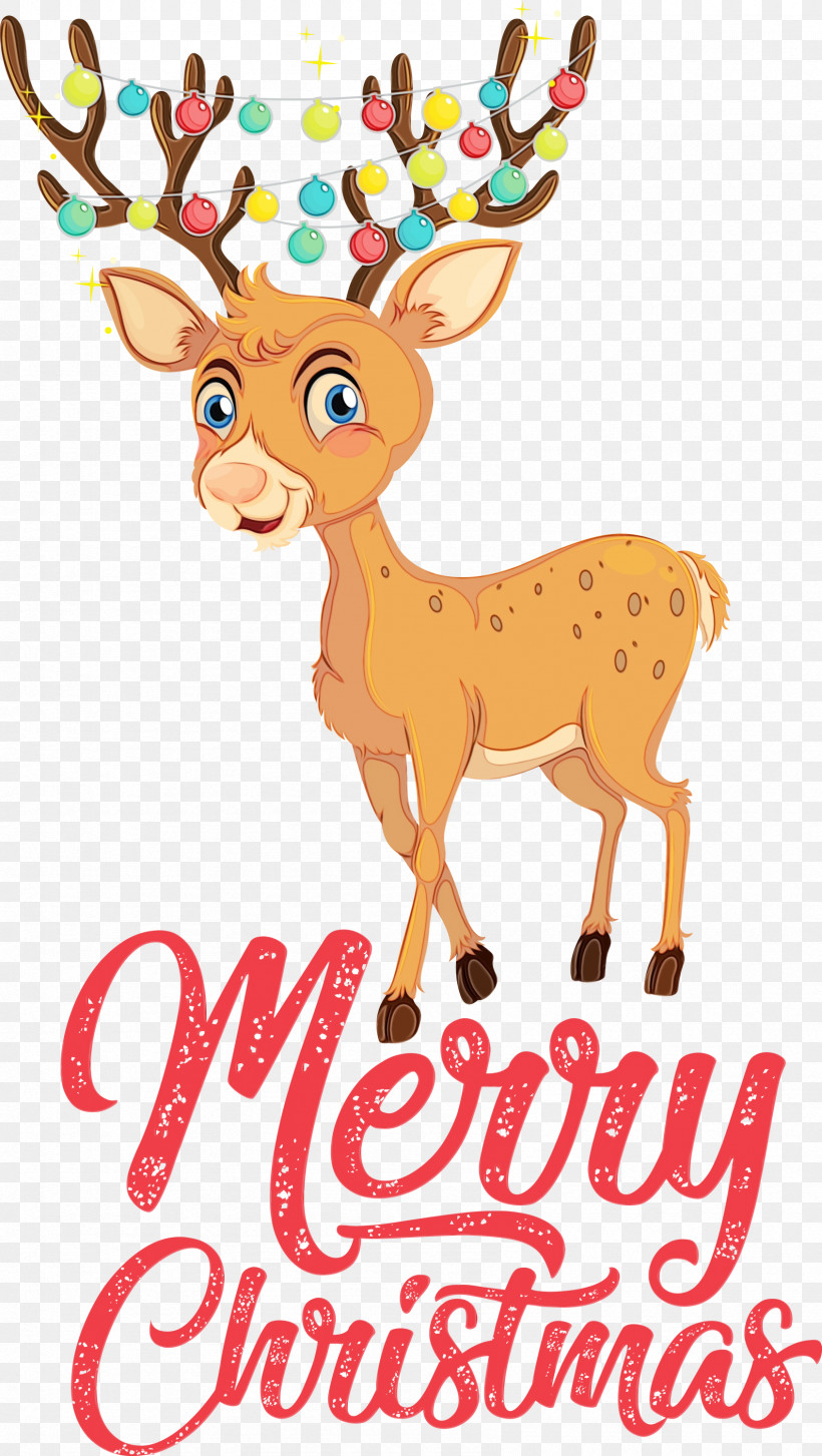 Reindeer, PNG, 1692x2999px, Merry Christmas, Animal Figurine, Antler, Biology, Cartoon Download Free