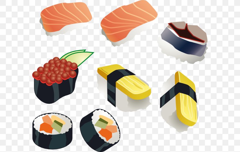Sushi Japanese Cuisine California Roll Asian Cuisine Makizushi, PNG, 600x522px, Sushi, Asian Cuisine, Asian Food, California Roll, Cuisine Download Free