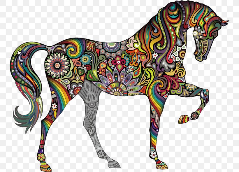 Horse Wall Decal Black Color Pattern, PNG, 754x590px, Watercolor, Cartoon, Flower, Frame, Heart Download Free