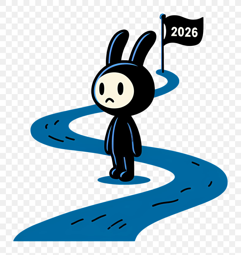 Kuromi Forward To 2026 - 2026 Flag With Cartoon Character PNG