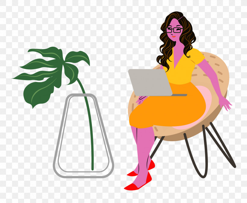 Alone Time Lady Computer, PNG, 2500x2056px, Alone Time, Behavior, Biology, Cartoon, Chair Download Free