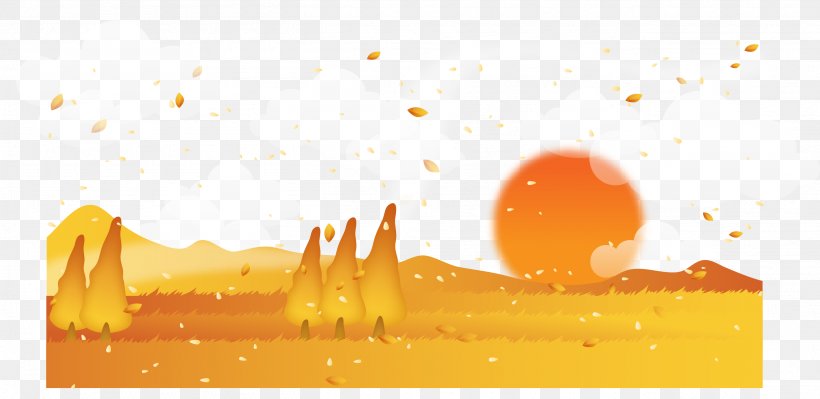 Vector Graphics Autumn Illustration Image, PNG, 2615x1275px, Autumn, Orange, Paddy Field, Photography, Rgb Color Model Download Free