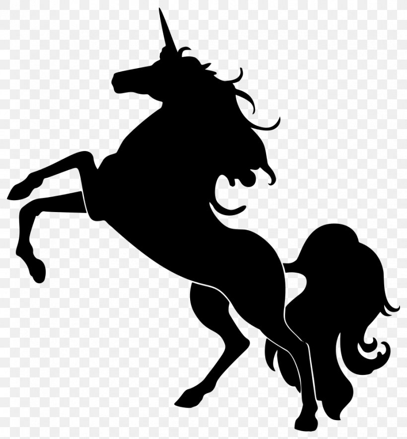 Silhouette Unicorn Horse Clip Art, PNG, 927x1000px, Silhouette, Black And White, Cattle Like Mammal, Drawing, Fictional Character Download Free
