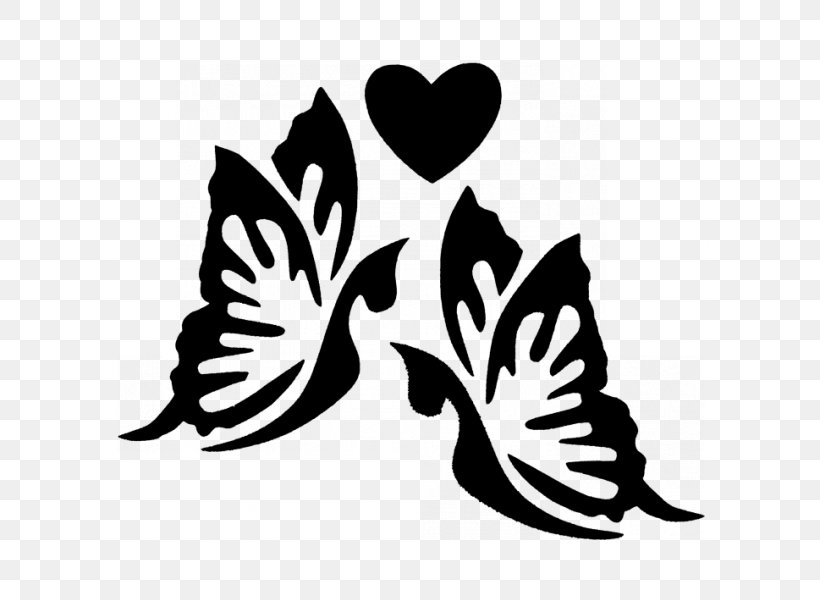 Stencil Paper Butterflies And Moths Silhouette Flower, PNG, 600x600px, Stencil, Animal, Black And White, Boutique, Butterflies And Moths Download Free