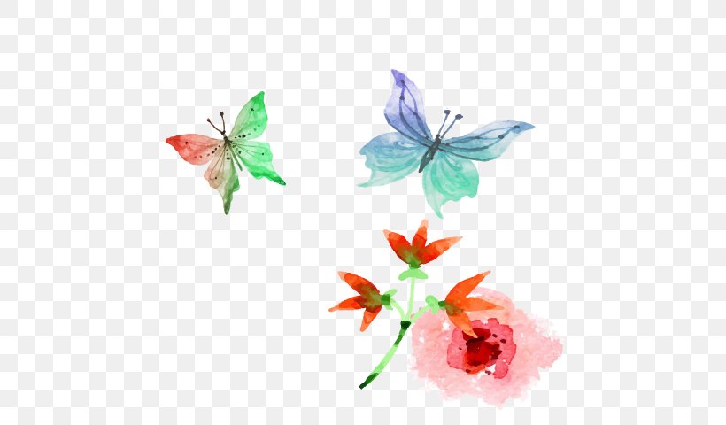 Butterfly Design Adobe Photoshop Watercolor Painting, PNG, 556x480px, Butterfly, Cartoon, Color, Flower, Ink Download Free