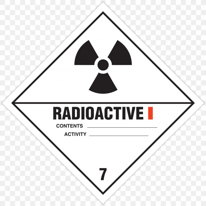 HAZMAT Class 7 Radioactive Substances Dangerous Goods Label Hazchem Placard, PNG, 1000x1000px, Dangerous Goods, Area, Brand, Diagram, Hazard Symbol Download Free