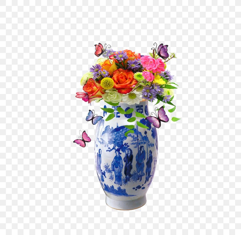 Vase Blue And White Pottery Floral Design Porcelain, PNG, 800x800px, Flower, Artificial Flower, Blue And White Pottery, Cut Flowers, Flora Download Free