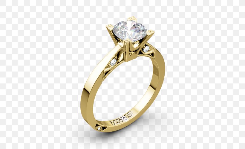 Engagement Ring Tacori Solitaire, PNG, 500x500px, Ring, Body Jewellery, Body Jewelry, Brilliant, Colored Gold Download Free