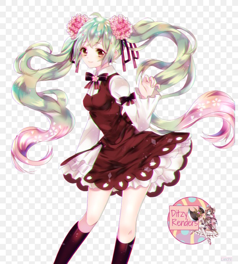 Hatsune Miku Sakura Vocaloid Rendering, PNG, 800x909px, Watercolor, Cartoon, Flower, Frame, Heart Download Free