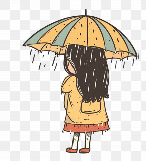 National Rain Day - Girl With Umbrella In The Rain PNG