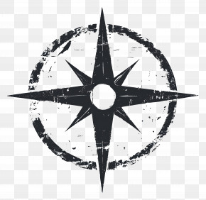 North Arrow - Vintage Compass Rose PNG