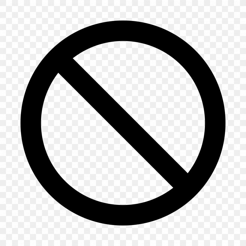 Sign Royalty-free No Symbol, PNG, 2000x2000px, Sign, Area, Black And White, Icon Design, No Symbol Download Free