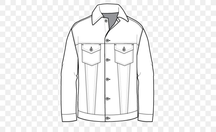 Jean Jacket Denim Drawing Sketch, PNG, 500x500px, Jacket, Black, Black And White, Clothing, Collar Download Free