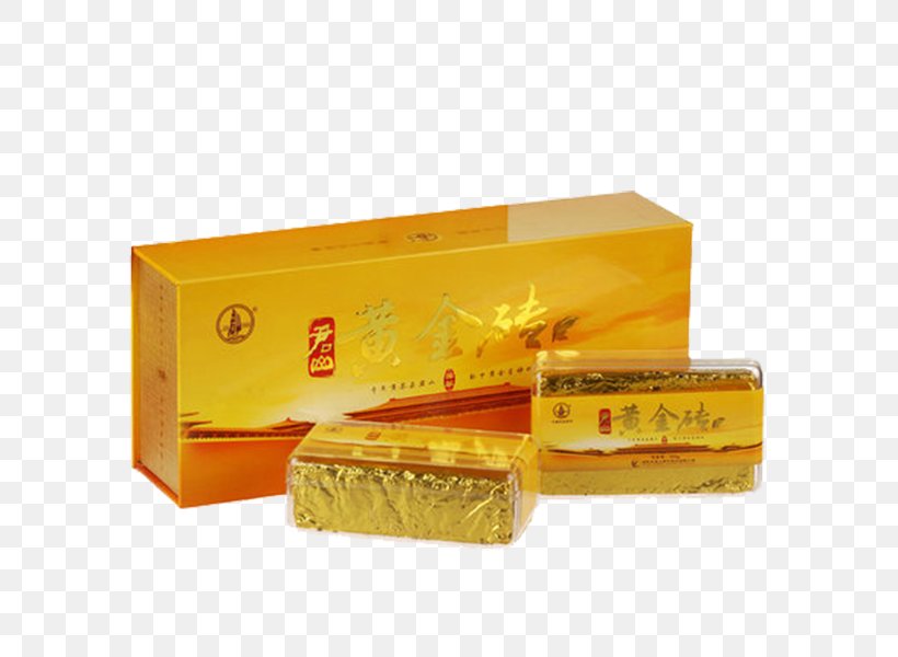 Junshan Yinzhen Huoshan Huangya Tea Yellow Tea Brick, PNG, 600x600px, Junshan Yinzhen, Box, Brick, Gold, Huoshan Huangya Tea Download Free