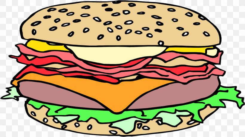 Hamburger Cheeseburger Sesame Clip Art, PNG, 968x543px, Hamburger, Artwork, Bun, Cheeseburger, Fast Food Download Free
