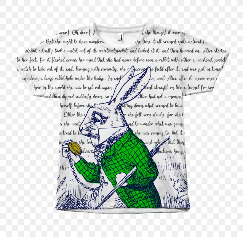Alice's Adventures In Wonderland T-shirt White Rabbit Illustration, PNG, 800x800px, Tshirt, Animal, Brand, Cartoon, Clothing Download Free