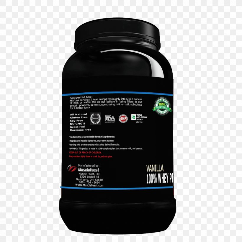 Dietary Supplement Whey Protein Isolate Grass Fed Hormone Free Whey Isolate Muscle Feast Premium Protein Blend, PNG, 1200x1200px, Dietary Supplement, Brand, Casein, Muscle, Protein Download Free