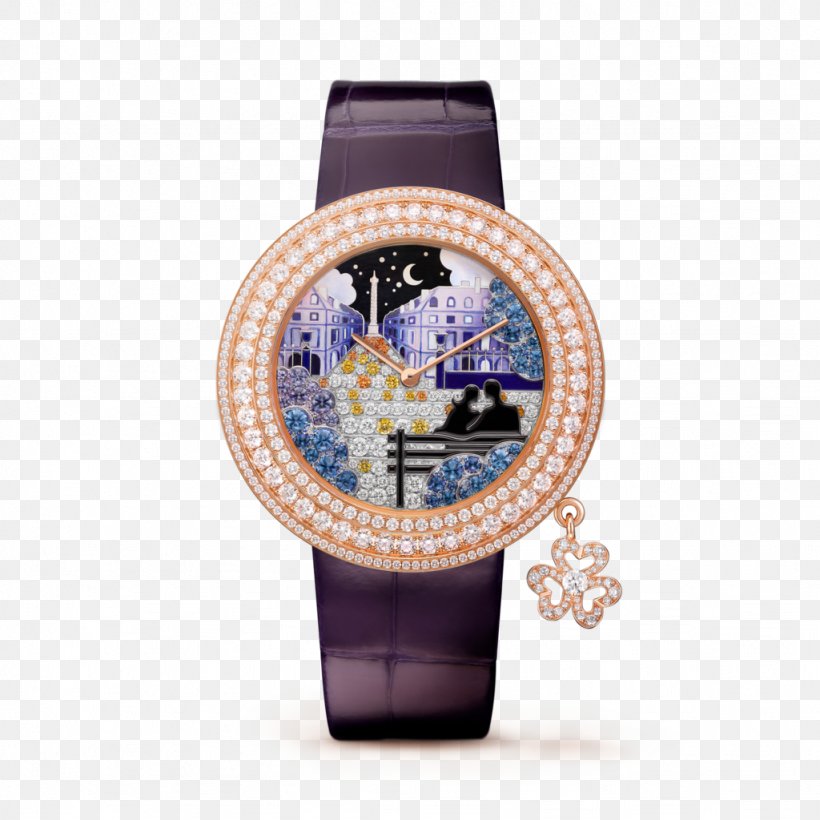 Watch Van Cleef & Arpels Clock Jewellery Dial, PNG, 1024x1024px, Watch, Charm Bracelet, Clock, Dial, Diamond Download Free