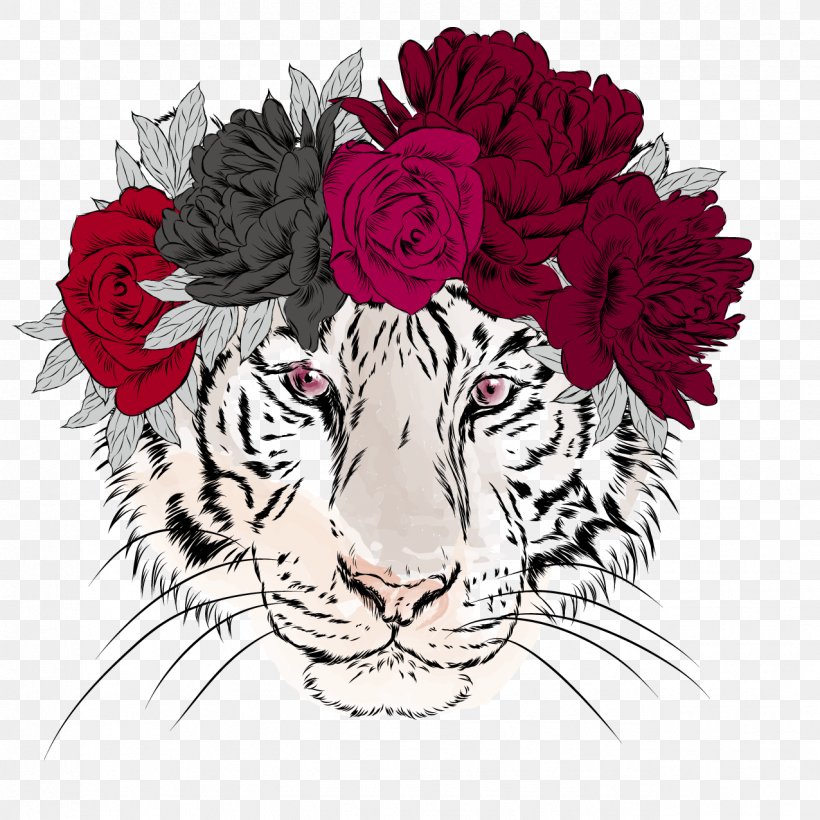 Tiger Flower Stock Photography Royalty-free, PNG, 1276x1276px, Tiger, Art, Big Cats, Black And White, Carnivoran Download Free