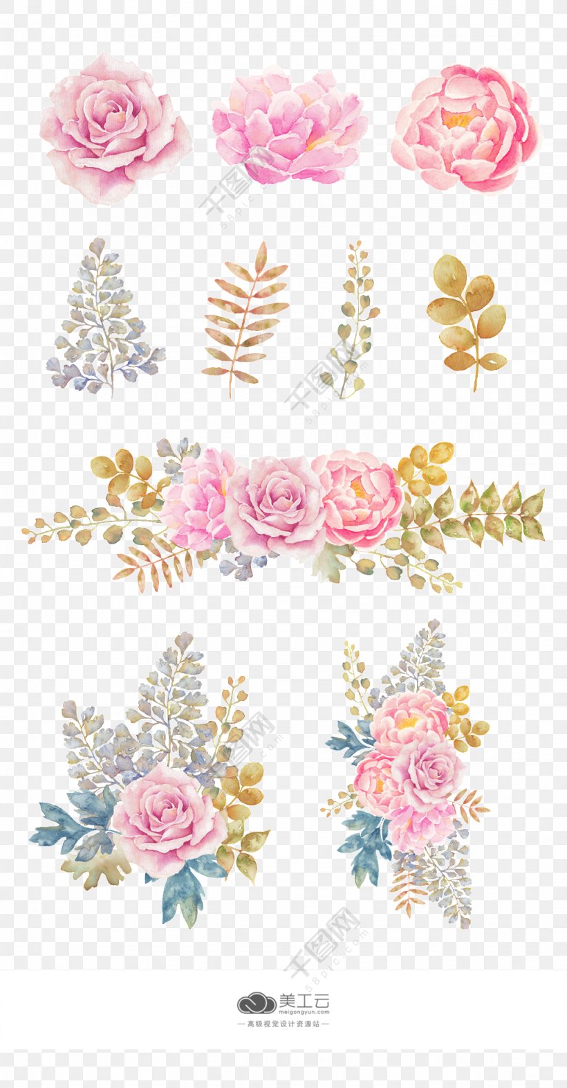 Floral Design Pink Flowers Flower Bouquet Cut Flowers, PNG, 1024x1962px, Floral Design, Cut Flowers, Decorative Arts, Drawing, Flora Download Free