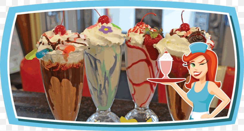 Sundae Donna's Diner Breakfast Ice Cream Milkshake, PNG, 1000x538px, Sundae, Breakfast, Dairy Product, Dessert, Diner Download Free