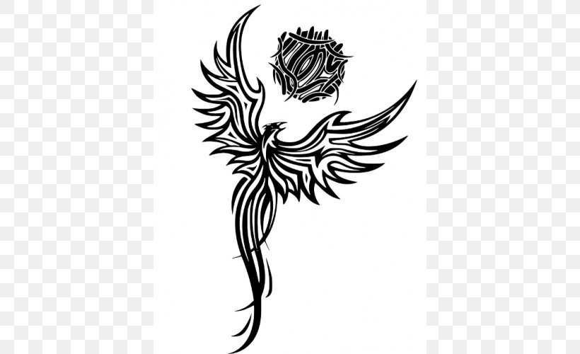 Tattoo Phoenix Flash Polynesia Black-and-gray, PNG, 500x500px, Tattoo, Art, Artwork, Bird, Black Download Free