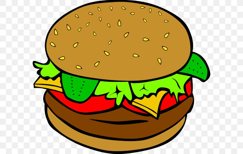 Hamburger Hot Dog Fast Food Junk Food Clip Art, PNG, 600x519px, Hamburger, Artwork, Beak, Breakfast, Cheeseburger Download Free