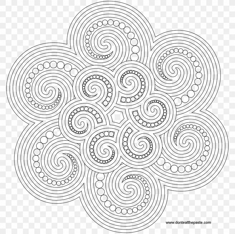 Coloring Book Mandala Spiral Adult, PNG, 1600x1600px, Coloring Book, Adult, Art, Black And White, Book Download Free