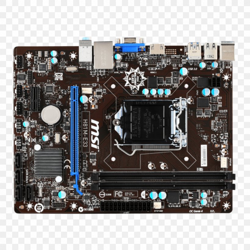 Intel LGA 1150 MicroATX MSI H81M-P33 Land Grid Array, PNG, 1200x1200px, Intel, Atx, Central Processing Unit, Computer Component, Computer Hardware Download Free