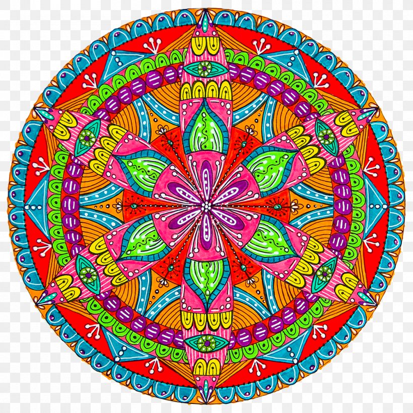 Mandala Circle Drawing Kaleidoscope Art, PNG, 1000x1000px, Mandala, Area, Art, Compass, Compass Rose Download Free
