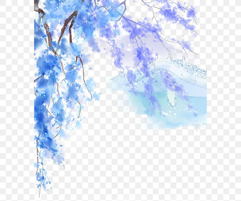 Painting Drawing Chinese Art, PNG, 588x683px, Watercolor Flowers, Art, Asian Art, Blue, Branch Download Free
