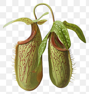 Nepenthes - Illustration Of Green Pitcher Plants PNG