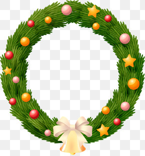 Christmas Wreath - Christmas Wreath With Decorative Ornaments PNG