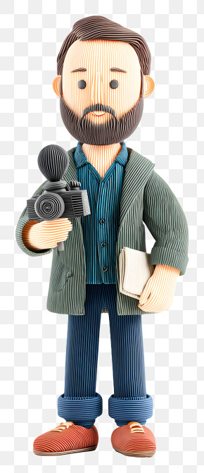 Male Journalist - Paper Doll With Camera PNG