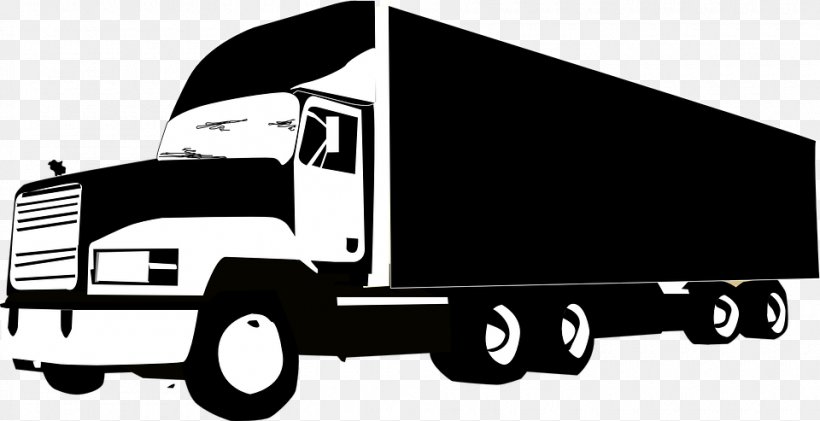 Pickup Truck Semi-trailer Truck Mack Trucks Clip Art, PNG, 960x493px, Pickup Truck, Automotive Design, Black And White, Box Truck, Brand Download Free