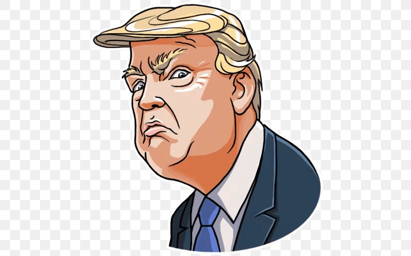 Donald Trump United States Sticker Telegram Clip Art, PNG, 512x512px, Donald Trump, Cartoon, Facial Hair, Fictional Character, Finger Download Free