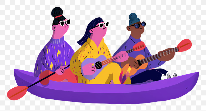 Kayaking - Colorful Canoe With Friends And Music PNG