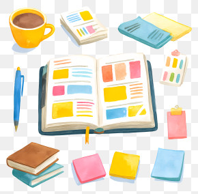 Workspace - Colorful Planner And Stationery Set PNG