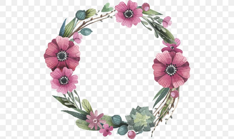 Flower Watercolor Painting Wreath, PNG, 516x489px, Flower, Artificial Flower, Cut Flowers, Decor, Drawing Download Free
